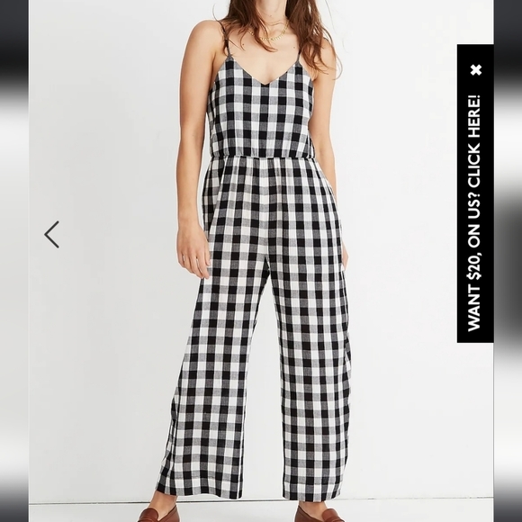 MADEWELL Cami Wide-Leg Jumpsuit in Gingham Check - Picture 1 of 11